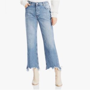 Free People Maggie Mid Rise Straight Leg Chewed Hem